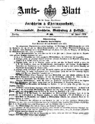 Amtsblatt für die Königlichen Bezirksämter Forchheim und Ebermannstadt sowie für die Königliche Stadt Forchheim Samstag 30. Januar 1875