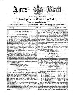 Amtsblatt für die Königlichen Bezirksämter Forchheim und Ebermannstadt sowie für die Königliche Stadt Forchheim Dienstag 9. Februar 1875