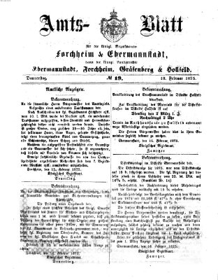 Amtsblatt für die Königlichen Bezirksämter Forchheim und Ebermannstadt sowie für die Königliche Stadt Forchheim Donnerstag 18. Februar 1875