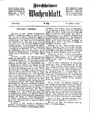 Amtsblatt für die Königlichen Bezirksämter Forchheim und Ebermannstadt sowie für die Königliche Stadt Forchheim Donnerstag 18. Februar 1875