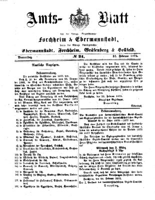 Amtsblatt für die Königlichen Bezirksämter Forchheim und Ebermannstadt sowie für die Königliche Stadt Forchheim Donnerstag 25. Februar 1875