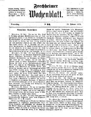 Amtsblatt für die Königlichen Bezirksämter Forchheim und Ebermannstadt sowie für die Königliche Stadt Forchheim Donnerstag 25. Februar 1875