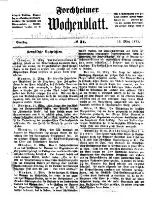 Amtsblatt für die Königlichen Bezirksämter Forchheim und Ebermannstadt sowie für die Königliche Stadt Forchheim Samstag 13. März 1875