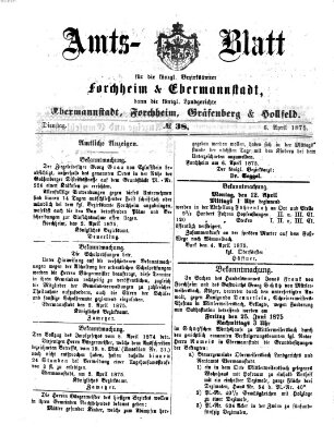 Amtsblatt für die Königlichen Bezirksämter Forchheim und Ebermannstadt sowie für die Königliche Stadt Forchheim Dienstag 6. April 1875