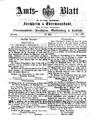 Amtsblatt für die Königlichen Bezirksämter Forchheim und Ebermannstadt sowie für die Königliche Stadt Forchheim Samstag 1. Mai 1875