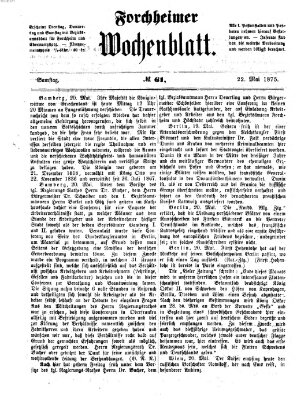 Amtsblatt für die Königlichen Bezirksämter Forchheim und Ebermannstadt sowie für die Königliche Stadt Forchheim Samstag 22. Mai 1875