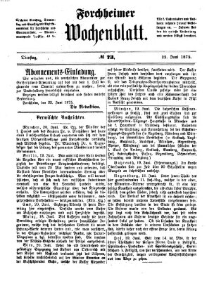 Amtsblatt für die Königlichen Bezirksämter Forchheim und Ebermannstadt sowie für die Königliche Stadt Forchheim Dienstag 22. Juni 1875