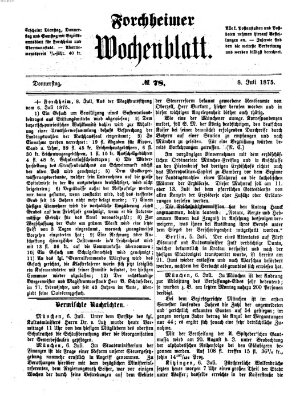 Amtsblatt für die Königlichen Bezirksämter Forchheim und Ebermannstadt sowie für die Königliche Stadt Forchheim Donnerstag 8. Juli 1875