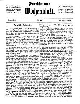 Amtsblatt für die Königlichen Bezirksämter Forchheim und Ebermannstadt sowie für die Königliche Stadt Forchheim Donnerstag 12. August 1875