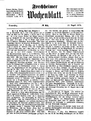 Amtsblatt für die Königlichen Bezirksämter Forchheim und Ebermannstadt sowie für die Königliche Stadt Forchheim Donnerstag 19. August 1875