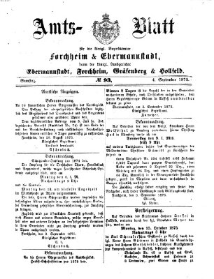 Amtsblatt für die Königlichen Bezirksämter Forchheim und Ebermannstadt sowie für die Königliche Stadt Forchheim Samstag 4. September 1875