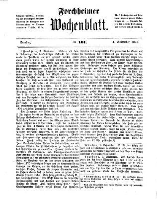 Amtsblatt für die Königlichen Bezirksämter Forchheim und Ebermannstadt sowie für die Königliche Stadt Forchheim Samstag 4. September 1875