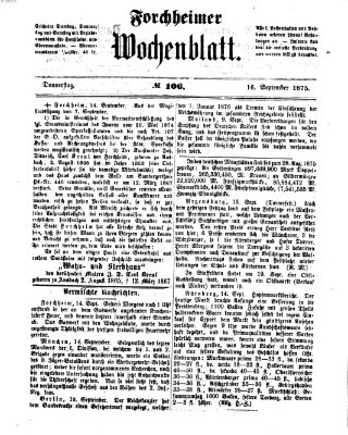 Amtsblatt für die Königlichen Bezirksämter Forchheim und Ebermannstadt sowie für die Königliche Stadt Forchheim Donnerstag 16. September 1875