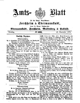 Amtsblatt für die Königlichen Bezirksämter Forchheim und Ebermannstadt sowie für die Königliche Stadt Forchheim Dienstag 28. September 1875