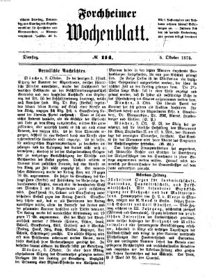 Amtsblatt für die Königlichen Bezirksämter Forchheim und Ebermannstadt sowie für die Königliche Stadt Forchheim Dienstag 5. Oktober 1875