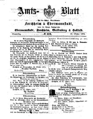 Amtsblatt für die Königlichen Bezirksämter Forchheim und Ebermannstadt sowie für die Königliche Stadt Forchheim Donnerstag 28. Oktober 1875