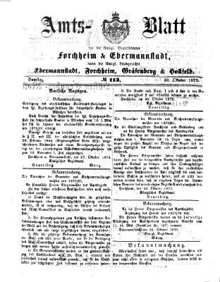 Amtsblatt für die Königlichen Bezirksämter Forchheim und Ebermannstadt sowie für die Königliche Stadt Forchheim Samstag 30. Oktober 1875