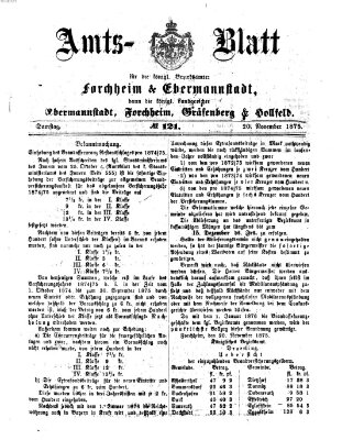 Amtsblatt für die Königlichen Bezirksämter Forchheim und Ebermannstadt sowie für die Königliche Stadt Forchheim Samstag 20. November 1875