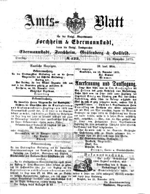 Amtsblatt für die Königlichen Bezirksämter Forchheim und Ebermannstadt sowie für die Königliche Stadt Forchheim Dienstag 23. November 1875