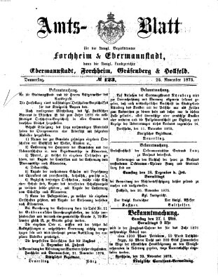 Amtsblatt für die Königlichen Bezirksämter Forchheim und Ebermannstadt sowie für die Königliche Stadt Forchheim Donnerstag 25. November 1875