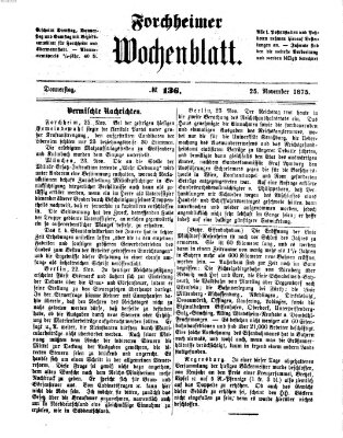 Amtsblatt für die Königlichen Bezirksämter Forchheim und Ebermannstadt sowie für die Königliche Stadt Forchheim Donnerstag 25. November 1875