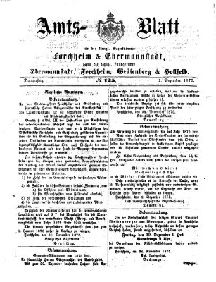 Amtsblatt für die Königlichen Bezirksämter Forchheim und Ebermannstadt sowie für die Königliche Stadt Forchheim Donnerstag 2. Dezember 1875