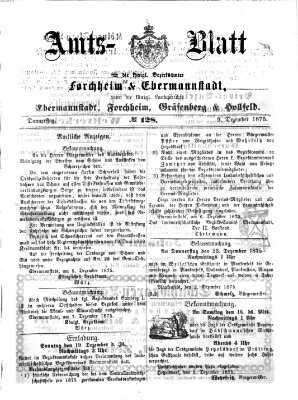 Amtsblatt für die Königlichen Bezirksämter Forchheim und Ebermannstadt sowie für die Königliche Stadt Forchheim Donnerstag 9. Dezember 1875