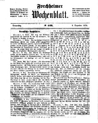 Amtsblatt für die Königlichen Bezirksämter Forchheim und Ebermannstadt sowie für die Königliche Stadt Forchheim Donnerstag 9. Dezember 1875