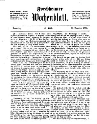 Amtsblatt für die Königlichen Bezirksämter Forchheim und Ebermannstadt sowie für die Königliche Stadt Forchheim Donnerstag 30. Dezember 1875