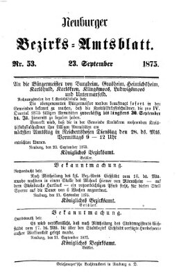 Neuburger Bezirks-Amtsblatt Donnerstag 23. September 1875