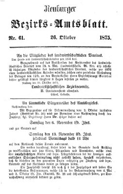 Neuburger Bezirks-Amtsblatt Dienstag 26. Oktober 1875