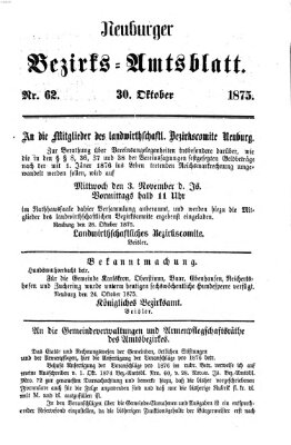 Neuburger Bezirks-Amtsblatt Samstag 30. Oktober 1875