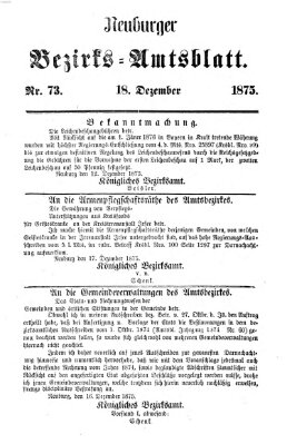 Neuburger Bezirks-Amtsblatt Samstag 18. Dezember 1875