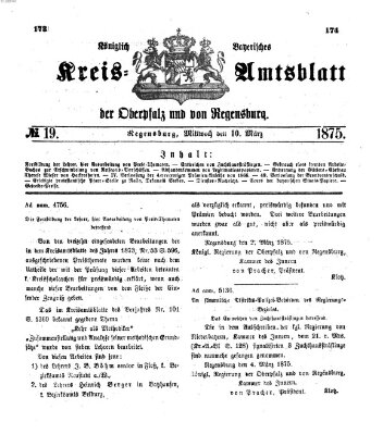 Königlich-bayerisches Kreis-Amtsblatt der Oberpfalz und von Regensburg (Königlich bayerisches Intelligenzblatt für die Oberpfalz und von Regensburg) Mittwoch 10. März 1875