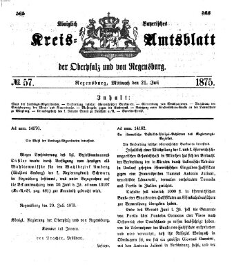 Königlich-bayerisches Kreis-Amtsblatt der Oberpfalz und von Regensburg (Königlich bayerisches Intelligenzblatt für die Oberpfalz und von Regensburg) Mittwoch 21. Juli 1875