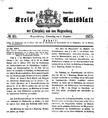 Königlich-bayerisches Kreis-Amtsblatt der Oberpfalz und von Regensburg (Königlich bayerisches Intelligenzblatt für die Oberpfalz und von Regensburg) Donnerstag 2. Dezember 1875