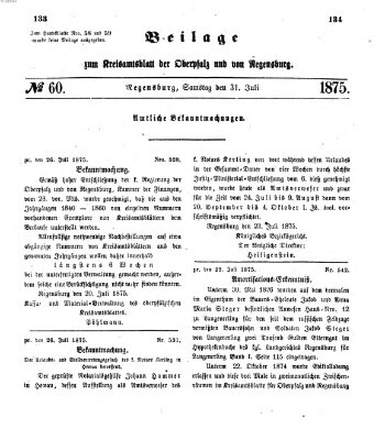 Königlich-bayerisches Kreis-Amtsblatt der Oberpfalz und von Regensburg (Königlich bayerisches Intelligenzblatt für die Oberpfalz und von Regensburg) Samstag 31. Juli 1875