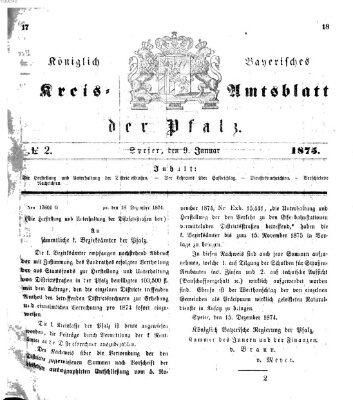 Königlich-bayerisches Kreis-Amtsblatt der Pfalz (Königlich bayerisches Amts- und Intelligenzblatt für die Pfalz) Samstag 9. Januar 1875