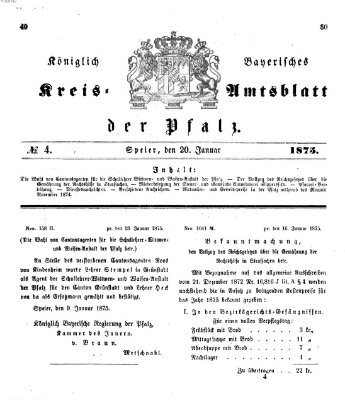 Königlich-bayerisches Kreis-Amtsblatt der Pfalz (Königlich bayerisches Amts- und Intelligenzblatt für die Pfalz) Mittwoch 20. Januar 1875