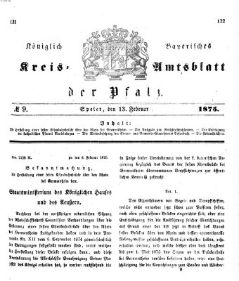 Königlich-bayerisches Kreis-Amtsblatt der Pfalz (Königlich bayerisches Amts- und Intelligenzblatt für die Pfalz) Samstag 13. Februar 1875