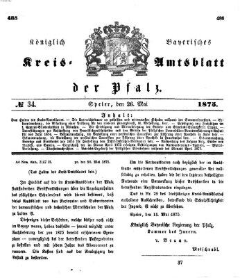 Königlich-bayerisches Kreis-Amtsblatt der Pfalz (Königlich bayerisches Amts- und Intelligenzblatt für die Pfalz) Mittwoch 26. Mai 1875