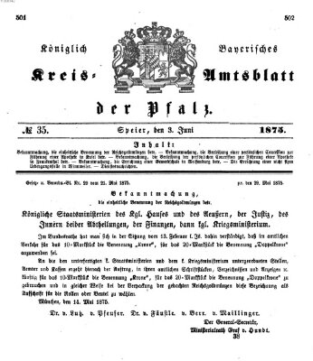 Königlich-bayerisches Kreis-Amtsblatt der Pfalz (Königlich bayerisches Amts- und Intelligenzblatt für die Pfalz) Donnerstag 3. Juni 1875