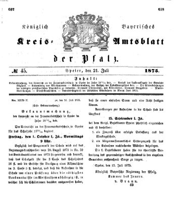 Königlich-bayerisches Kreis-Amtsblatt der Pfalz (Königlich bayerisches Amts- und Intelligenzblatt für die Pfalz) Mittwoch 21. Juli 1875