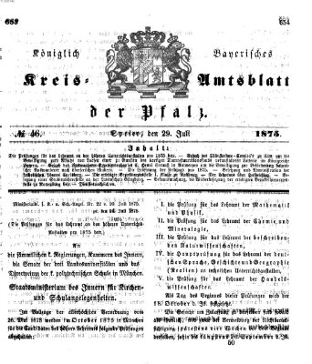 Königlich-bayerisches Kreis-Amtsblatt der Pfalz (Königlich bayerisches Amts- und Intelligenzblatt für die Pfalz) Donnerstag 29. Juli 1875