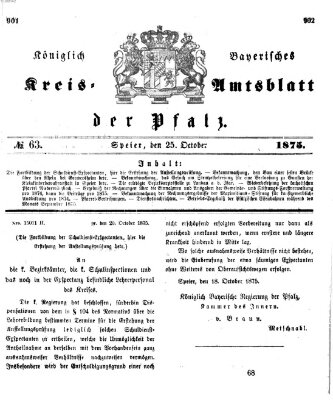 Königlich-bayerisches Kreis-Amtsblatt der Pfalz (Königlich bayerisches Amts- und Intelligenzblatt für die Pfalz) Montag 25. Oktober 1875