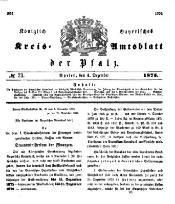 Königlich-bayerisches Kreis-Amtsblatt der Pfalz (Königlich bayerisches Amts- und Intelligenzblatt für die Pfalz) Samstag 4. Dezember 1875