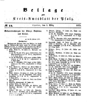 Königlich-bayerisches Kreis-Amtsblatt der Pfalz (Königlich bayerisches Amts- und Intelligenzblatt für die Pfalz) Montag 1. März 1875