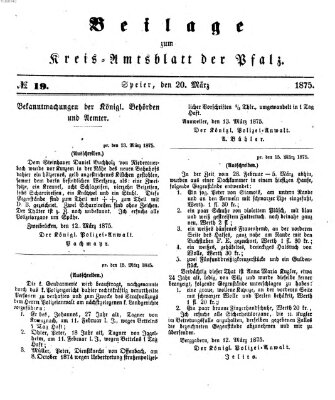 Königlich-bayerisches Kreis-Amtsblatt der Pfalz (Königlich bayerisches Amts- und Intelligenzblatt für die Pfalz) Samstag 20. März 1875