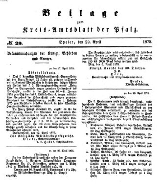 Königlich-bayerisches Kreis-Amtsblatt der Pfalz (Königlich bayerisches Amts- und Intelligenzblatt für die Pfalz) Donnerstag 29. April 1875