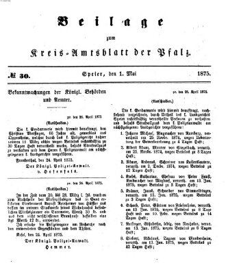 Königlich-bayerisches Kreis-Amtsblatt der Pfalz (Königlich bayerisches Amts- und Intelligenzblatt für die Pfalz) Samstag 1. Mai 1875